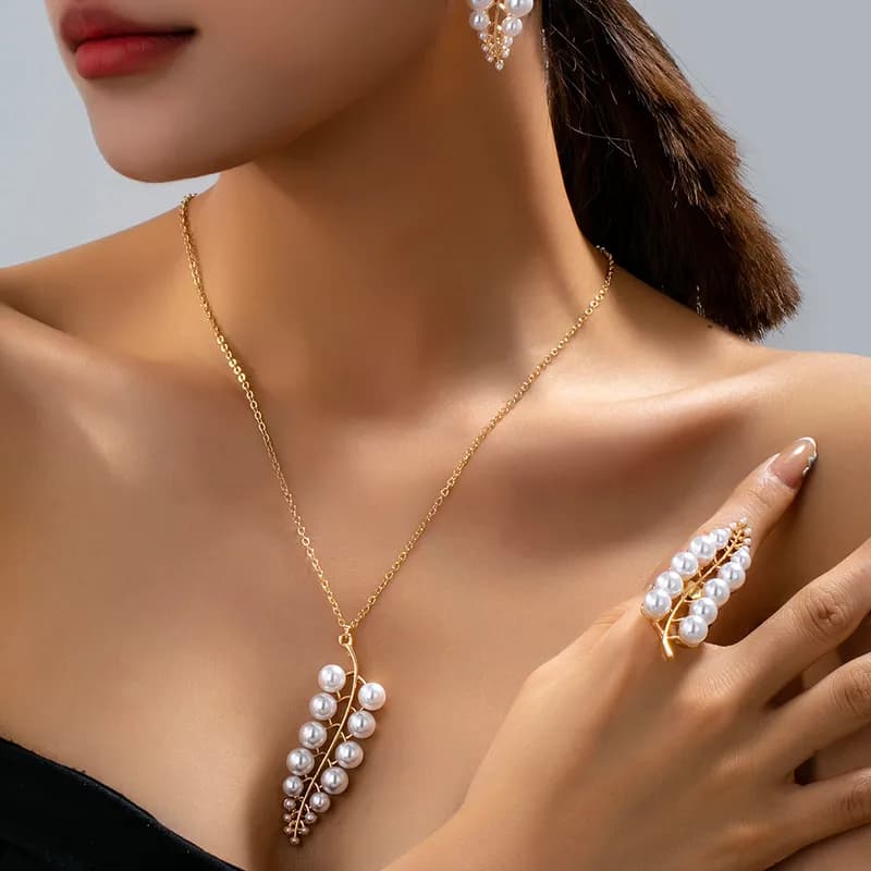 Radhika Pearl Leaf Trio Set