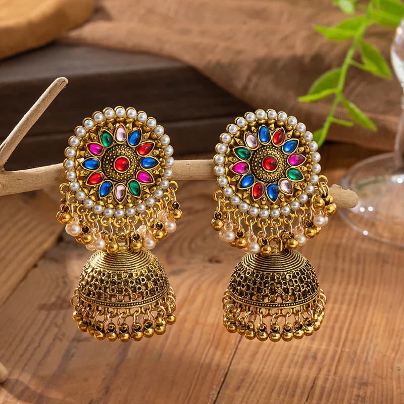 Diya Rainbow Jhumka Earrings